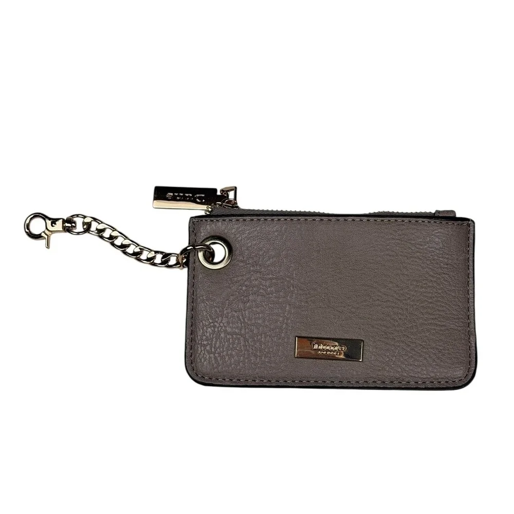 Dune London Taupe Grey Card Holder Coin Purse Gold Chain Key Ring Snakeskin Back